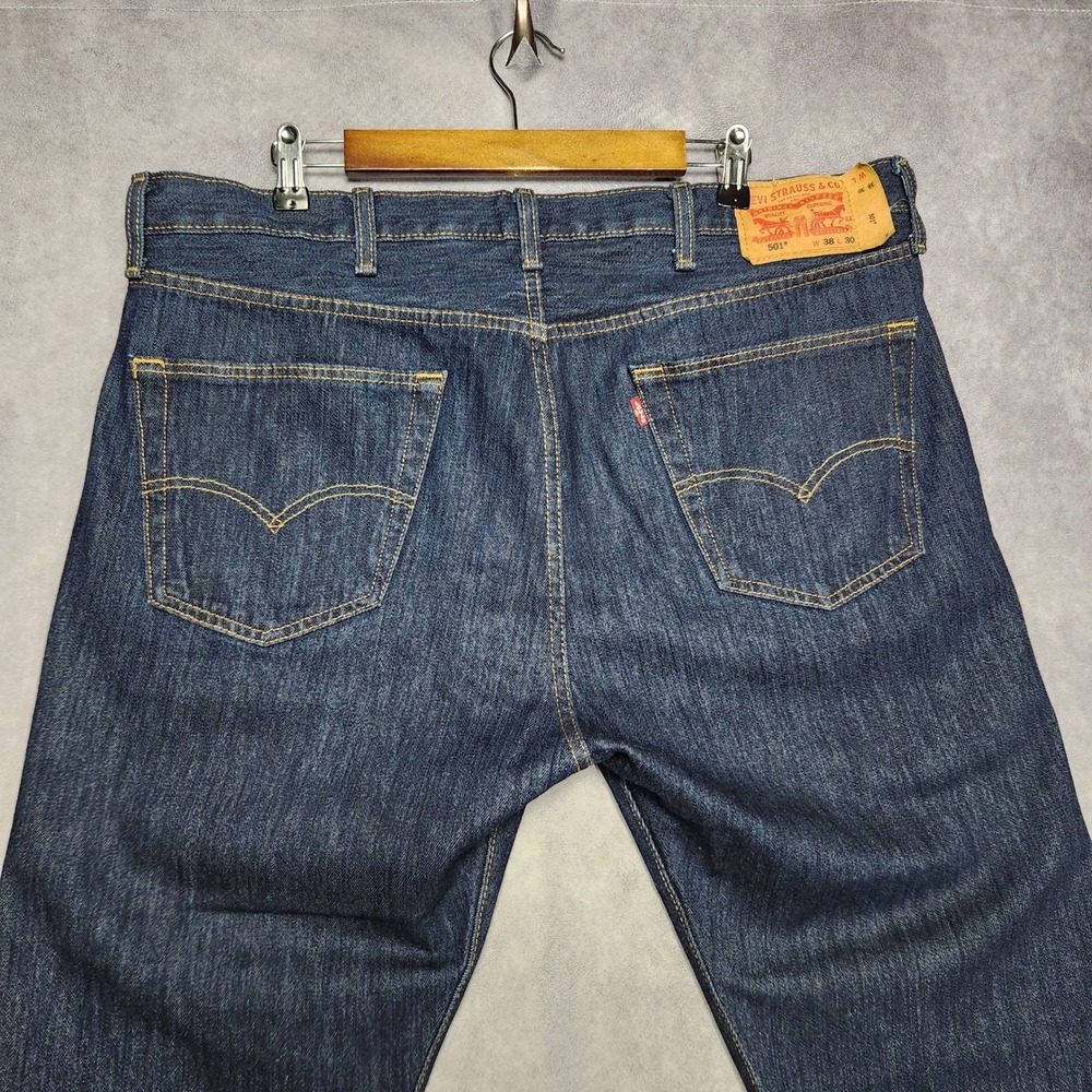 Levis 501 Original Fit Mens Jeans 38x30 Dark Wash Button Fly‎ Straight Leg
